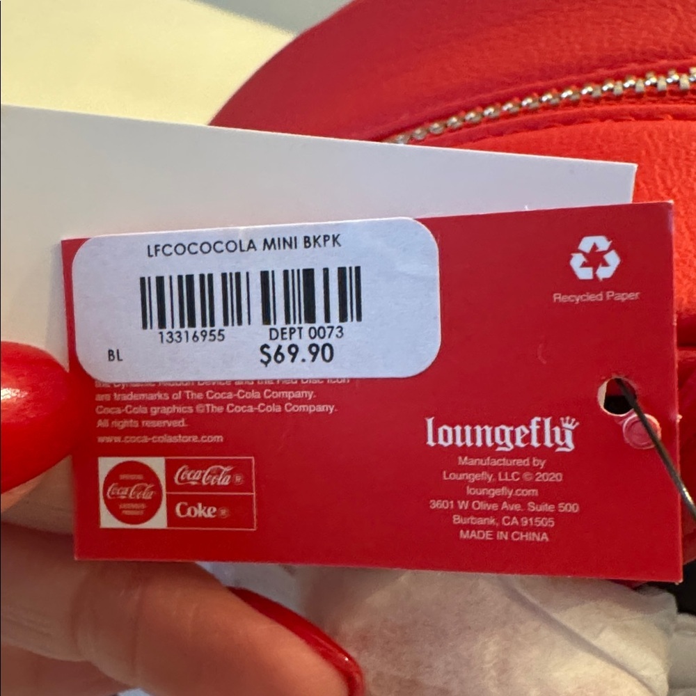 Brand new! Loungefly Coca-Cola Black and Red Mini Backpack with Coin Purse - Picture 6 of 10
